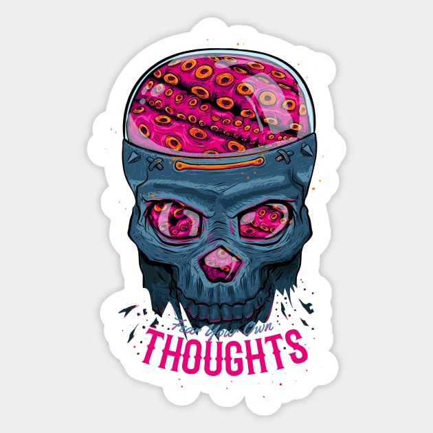 Fear your own thoughts octopus skull Sticker by TOKEBI